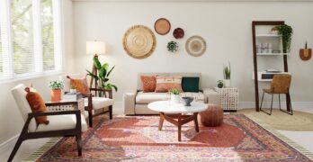 white and brown living room set