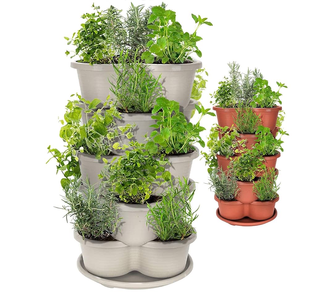 Ivy Cascading from Tiered Pots