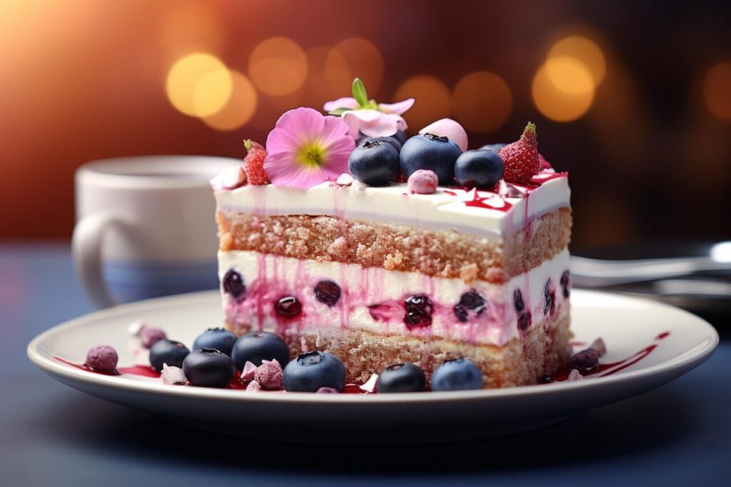 ai generated, blueberry, cake, piece of cake, pastry, blueberry cake, cake, cake, cake, cake, cake, blueberry cake