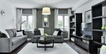 gray and white living room set