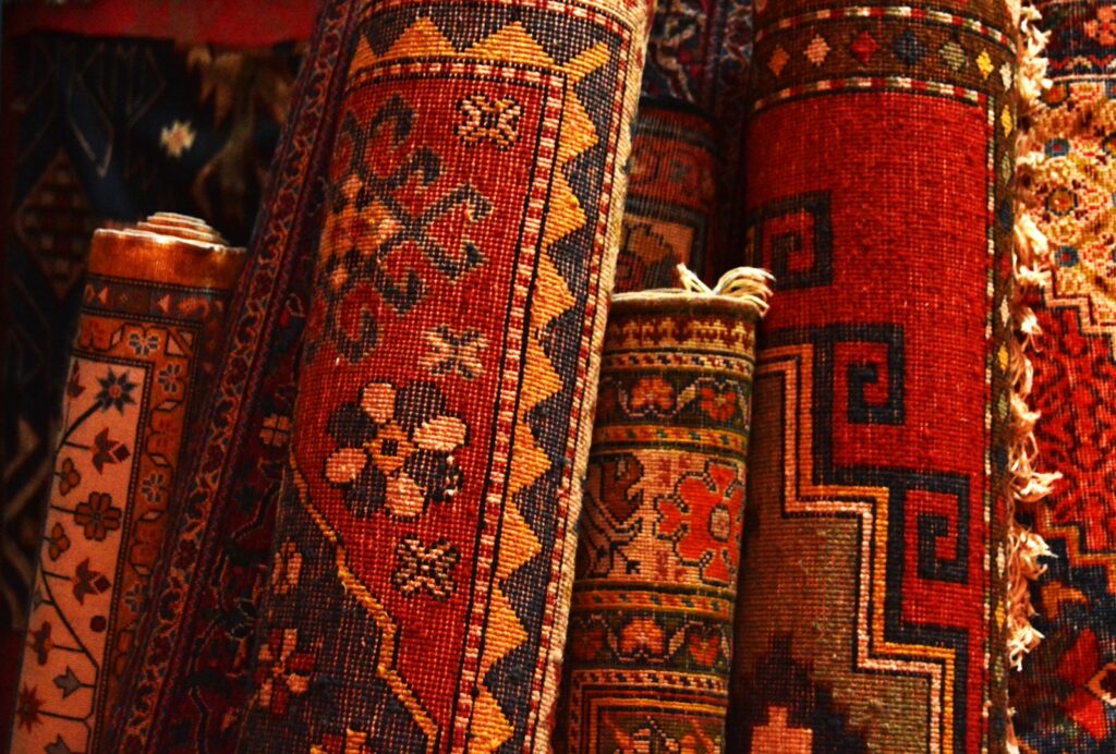 red white and black tribal textile