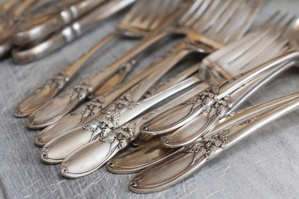silverware, forks, metal, cutlery, silver, dishes, brown metal, silverware, silverware, silverware, silverware, silverware, metal, cutlery
