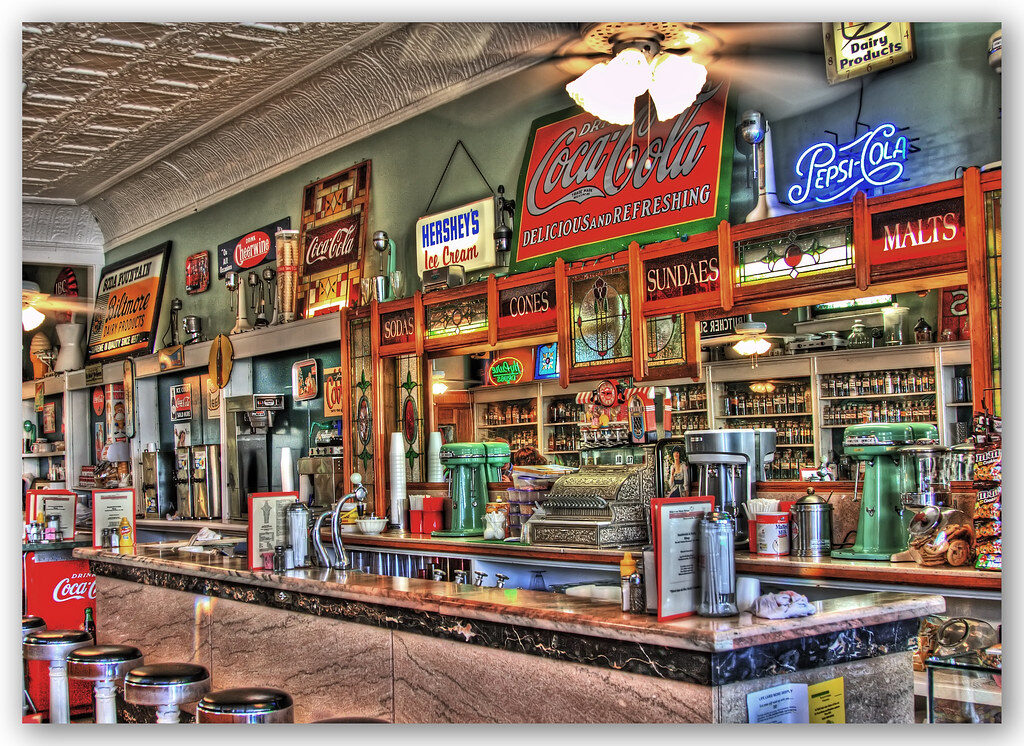 Soda Fountain Counters in Pharmacies