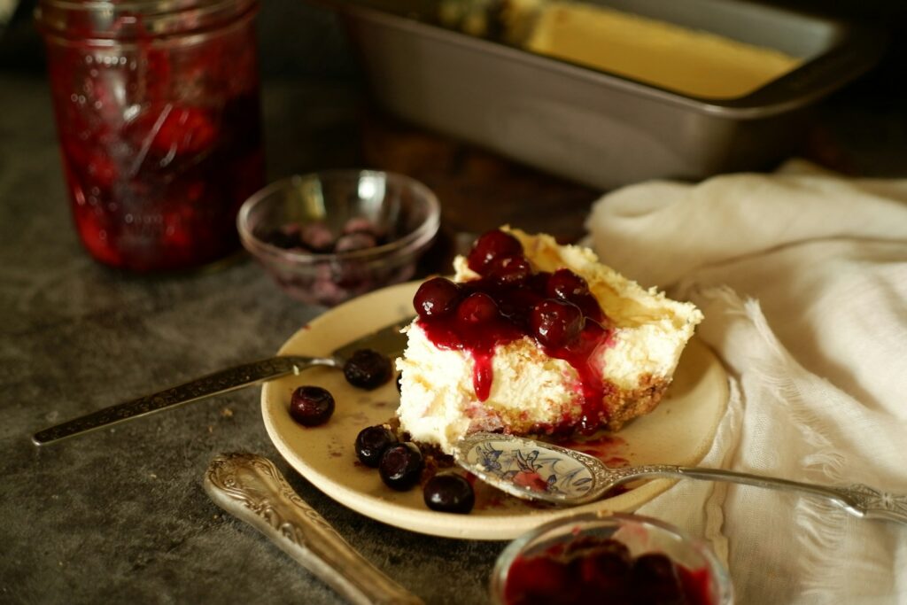 white and brown cake on white ceramic plate