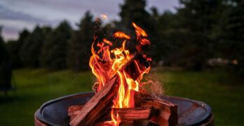 fire on brown fire pit