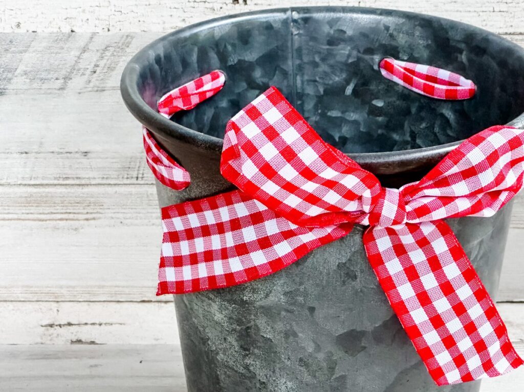 Plaid Ribbons Tied Around Planters