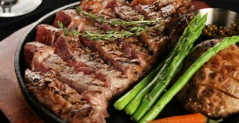 cooked meat on tray