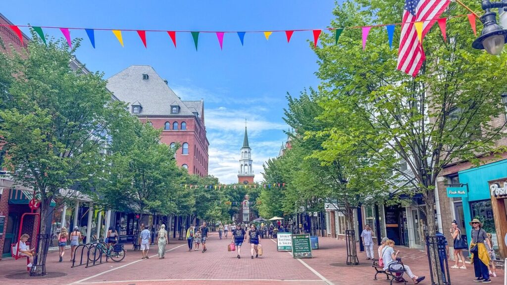 burlington, vermont, church street, architecture, cathedral, town, nature, street