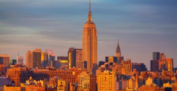 empire state building, hudson, sunset, nature, new york, ny, manhattan, united states