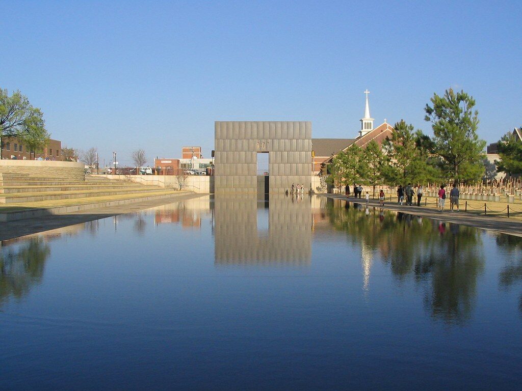 Gates of Time and Reflecting Pool, Oklahoma City National Memorial, Oklahoma City, Oklahoma