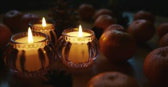a couple of candles that are sitting on a table