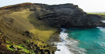 green sand beach, hawaii, island, travel hawaii, deserted beach, south point, cinder cone, ocean pacific, hawaii, hawaii, hawaii, hawaii, hawaii