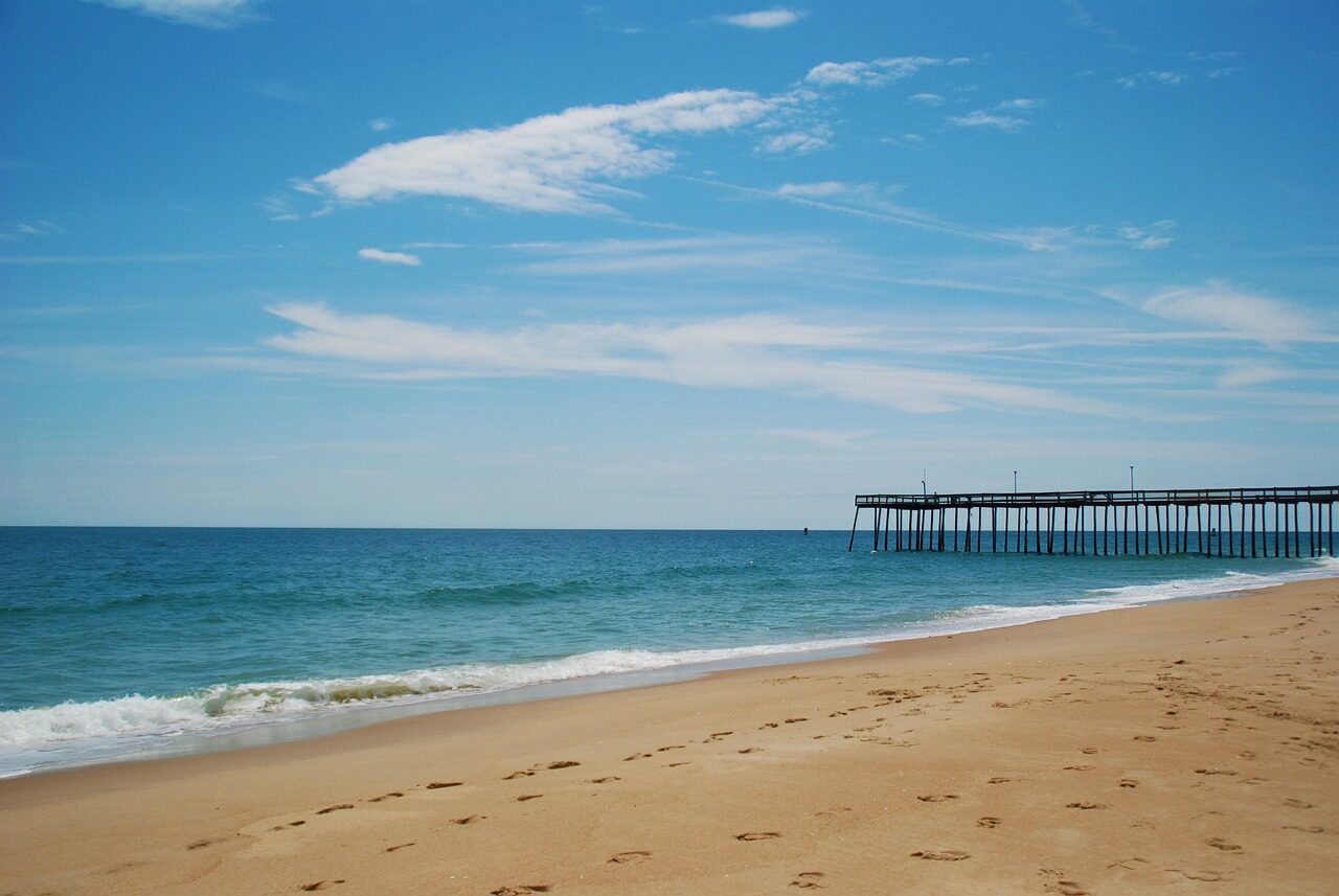 pier, boardwalk, beach, water, ocean, travel, sea, summer, coast, tranquil, landscape, peaceful, scenic, outdoor, sun, shore, dock, maryland, sky, relax, scenery, paradise, nature, sand, day, blue relax, blue peace, blue sand