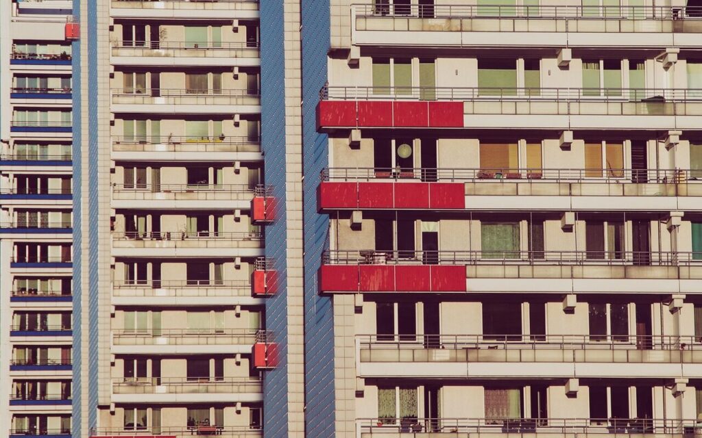 block of houses, block of flats, skyscraper, balcony, building, facade, tenement house, reside, at home, city