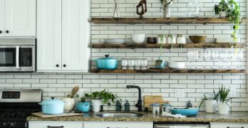 brown wooden shelf