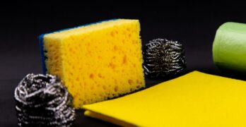 yellow sponge between two steel wools
