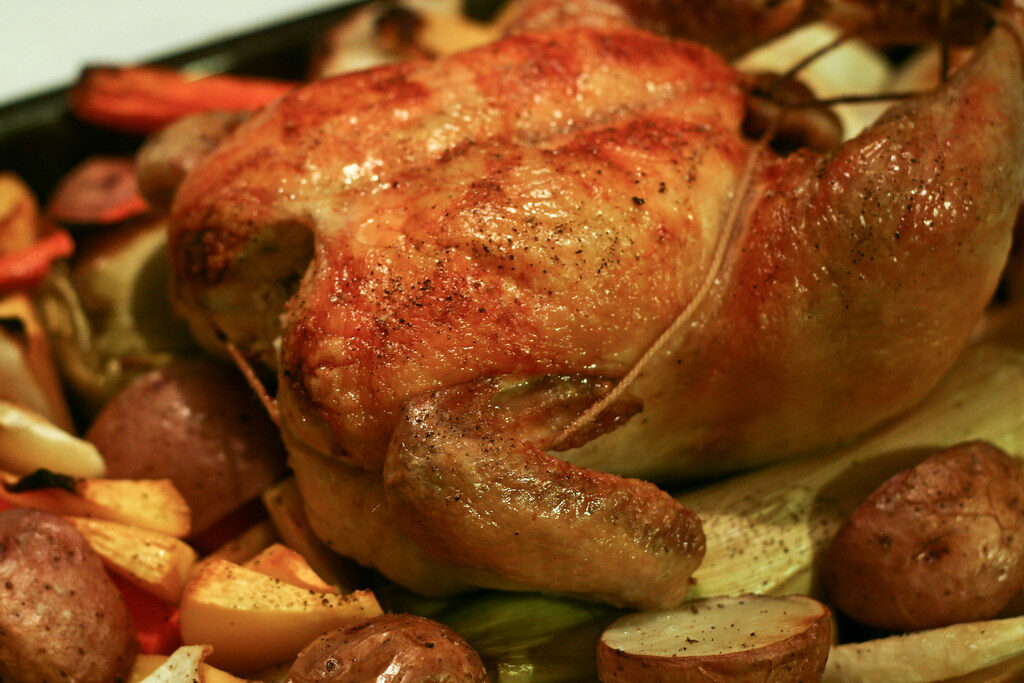 roast chicken w/ root vegetables