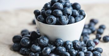 blueberries on white ceramic container