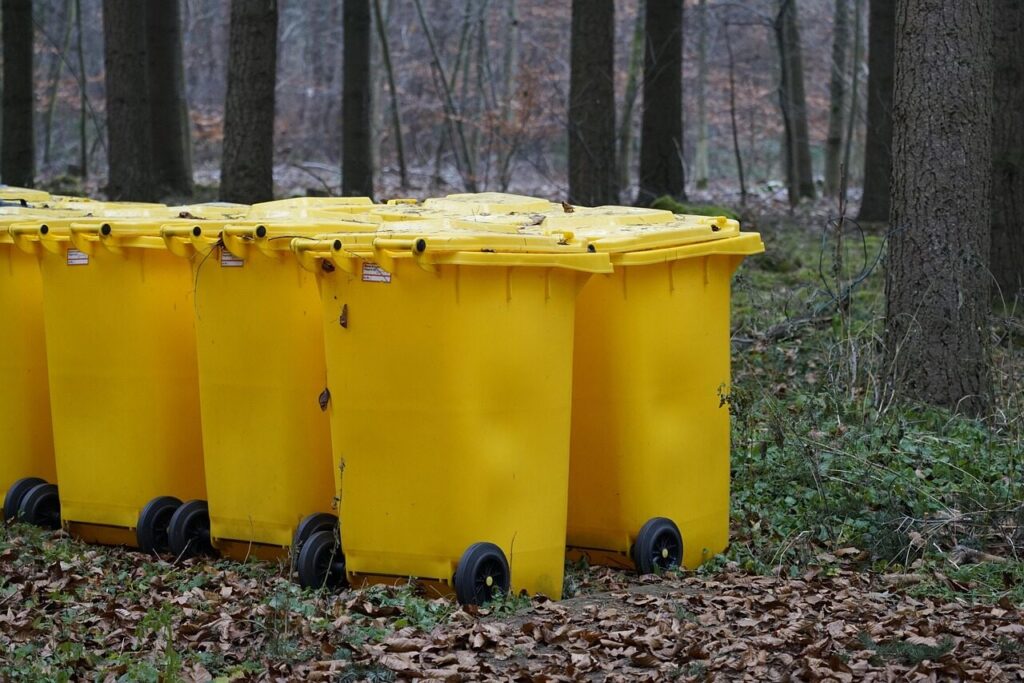 garbage bin, waste, garbage, trash, nature, forest