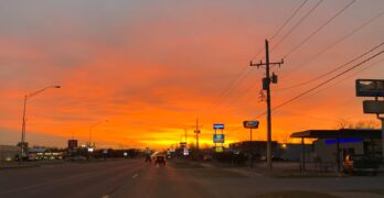 sunset at the road without vehicles