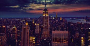 new york, empire state building, us, a skyscraper, the light, modern, the city, architecture, evening, evening sky, lights, illuminated buildings, new york, new york, new york, new york, new york