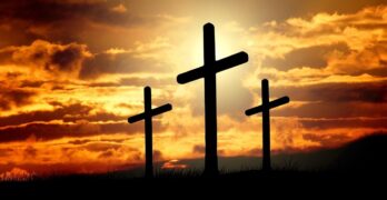 crosses, sunset, silhouettes, dusk, dawn, twilight, clouds, sky, sunrise, hill, crucifixion, resurrection, christianity, nature, christ, faith, god, jesus, easter, religion