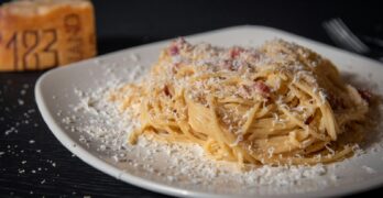 pasta dish on white ceramic plate