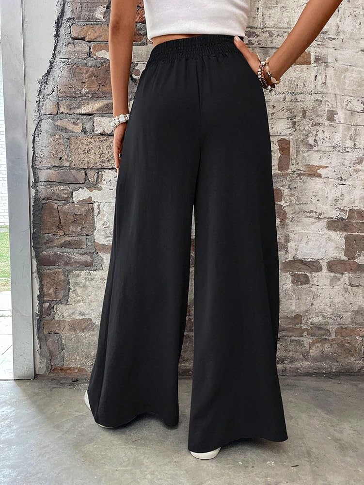 Elastic Waist Wide-Leg Pants