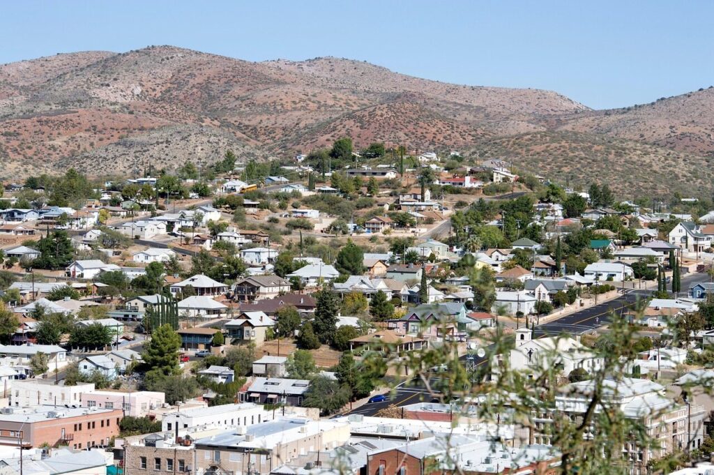 mining, town, overlook, city, landscape, arizona