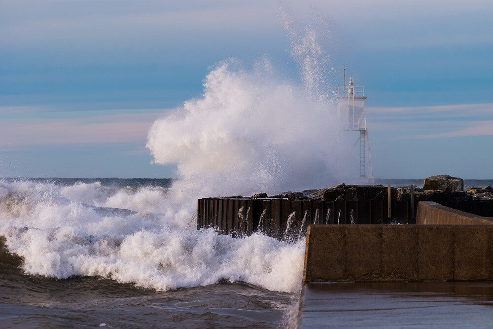 Crashing Wave - Grand Marais Harbor Light