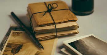 brown paper and black pen