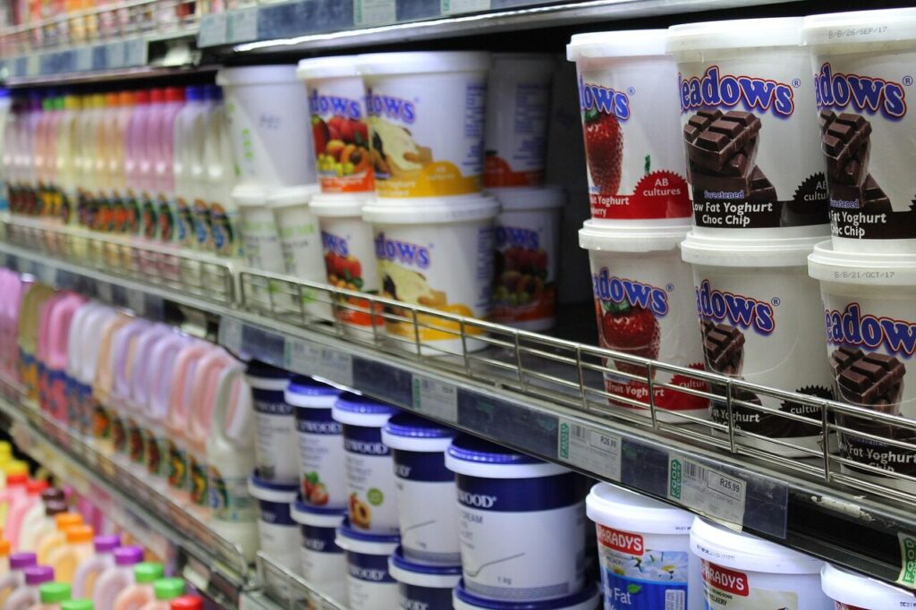yogurt, dairy, refrigerator, grocery store, food, processed products, supermarket, yogurt, yogurt, yogurt, yogurt, yogurt, refrigerator, grocery store, supermarket, supermarket