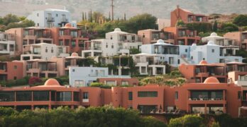 aerial photography of brown buildings