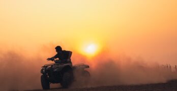 atv, drifting, dirt, fun, recreation, outdoor, quad, four wheeler, nature, dust, sunset