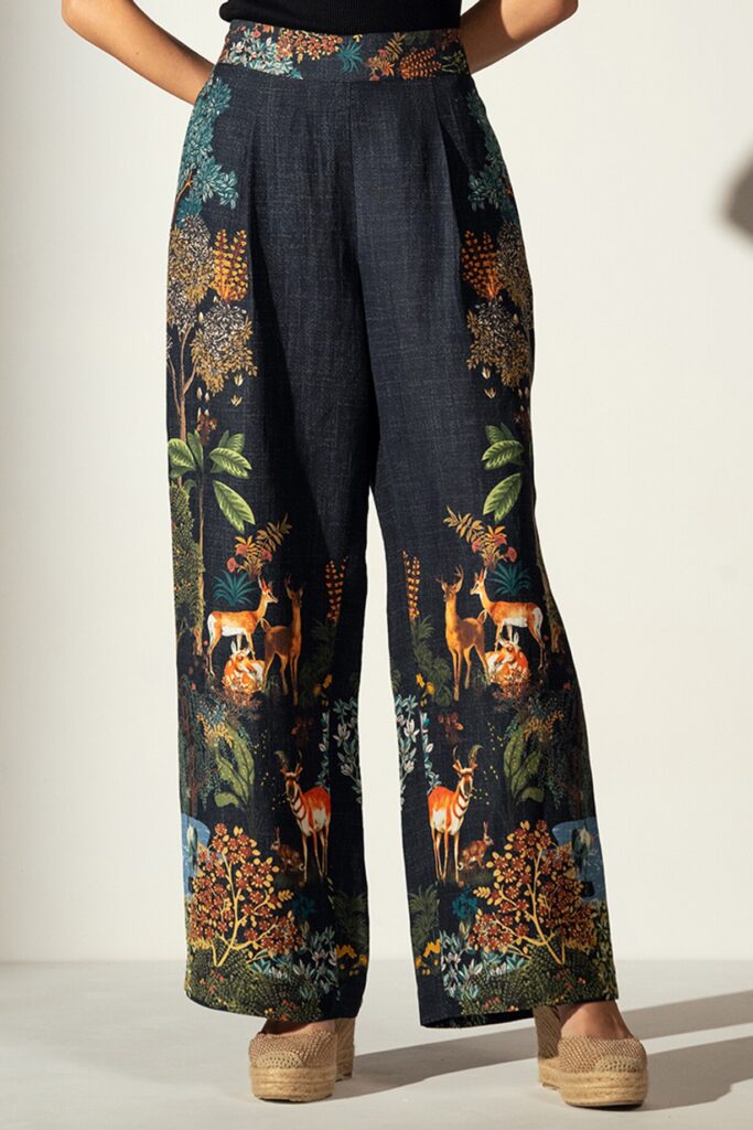 Printed Wide-Leg Pants
