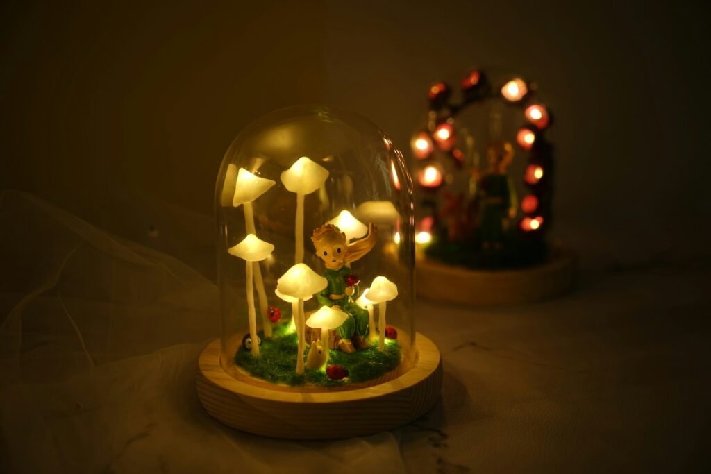 a couple of candles with lights