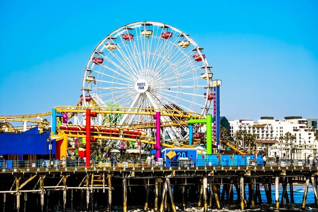 santa monica pier, santa monica, california, nature, beach, usa