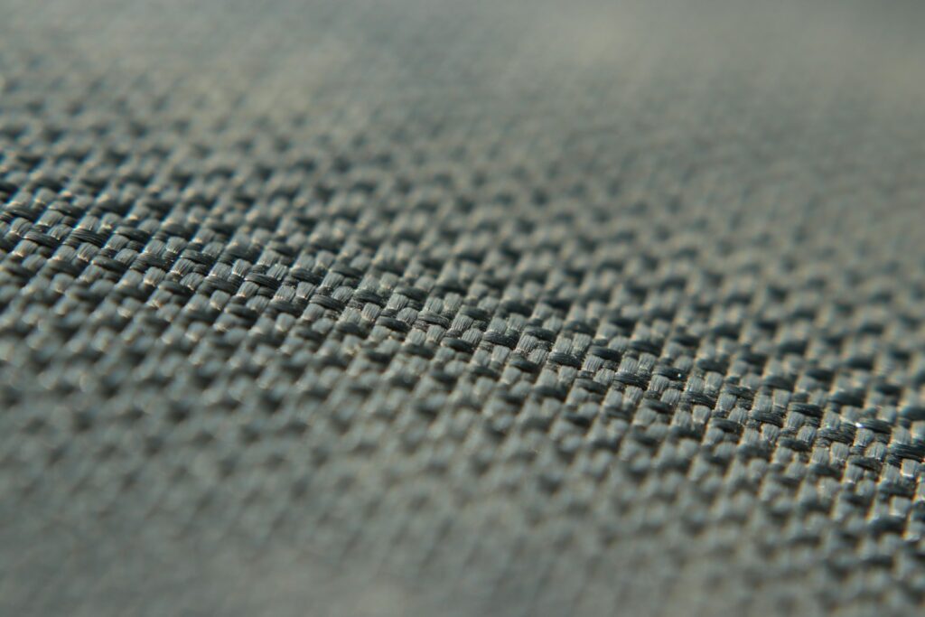 A close up view of a gray fabric